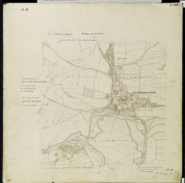 Detailiertes altes Stadtplan von Nürnberg, Deutschland, zeigt Straßen, Gebäude und Sehenswürdigkeiten mit Textanmerkungen.