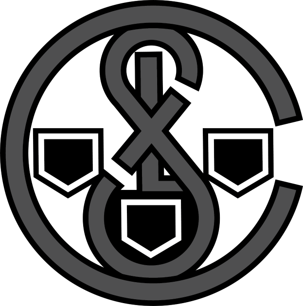 Ein schwarzes und weißes rundes Logo mit einem zentralen weißen Anker und den darunter geschriebenen Worten "Real Madrid".