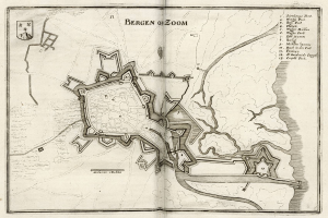 Ein aufgeschlagenes Buch mit einer detaillierten Karte von Bergen, Norwegen, mit Straßen, Gebäuden und Sehenswürdigkeiten.