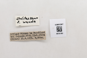 Zwei Papierstücke mit Text, eines mit QR-Code.