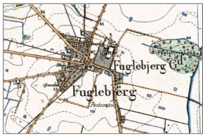 Ein detailliertes altes Stadtplan von Fuggleberg, Deutschland, mit Text, der einen überblick über das Gebiet gibt.